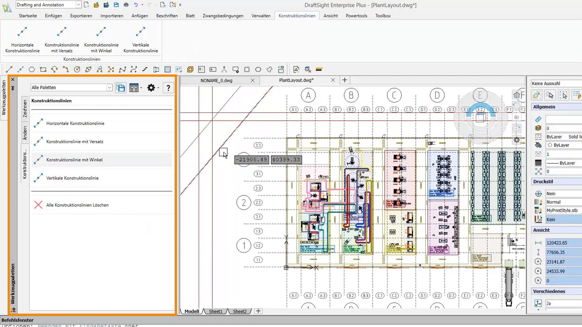 Blogbild: DraftSight Werkzeugpalette