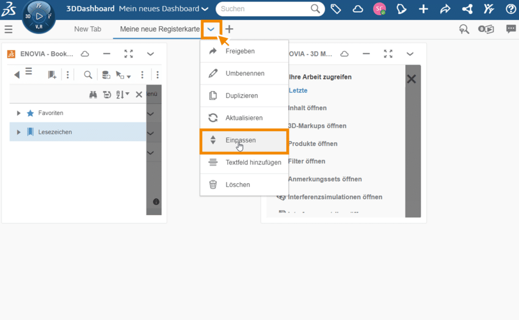 3DEXPERIENCE Dashboard - Schritt 4